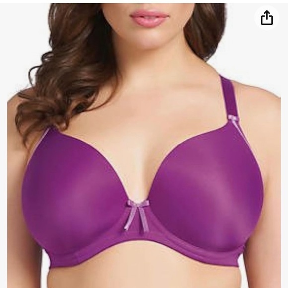 New ELOMI BIJOU Purple 42 F Underwire Banded Molded Bra EL8730 Adjustable Back - Picture 1 of 12